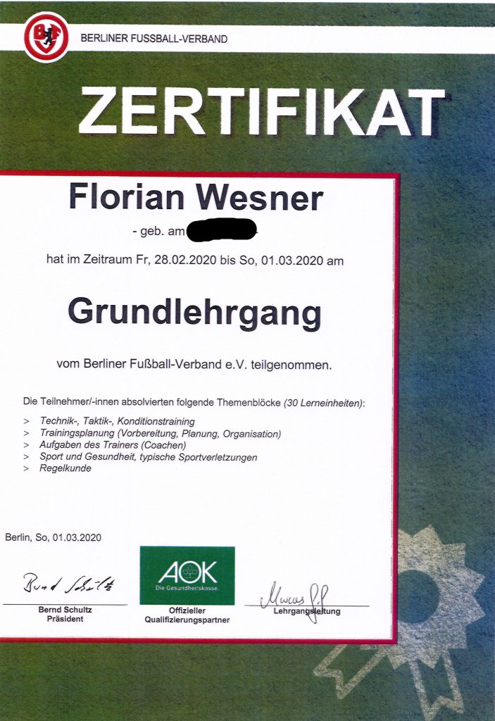 Grundlehrgang Florian Wesner