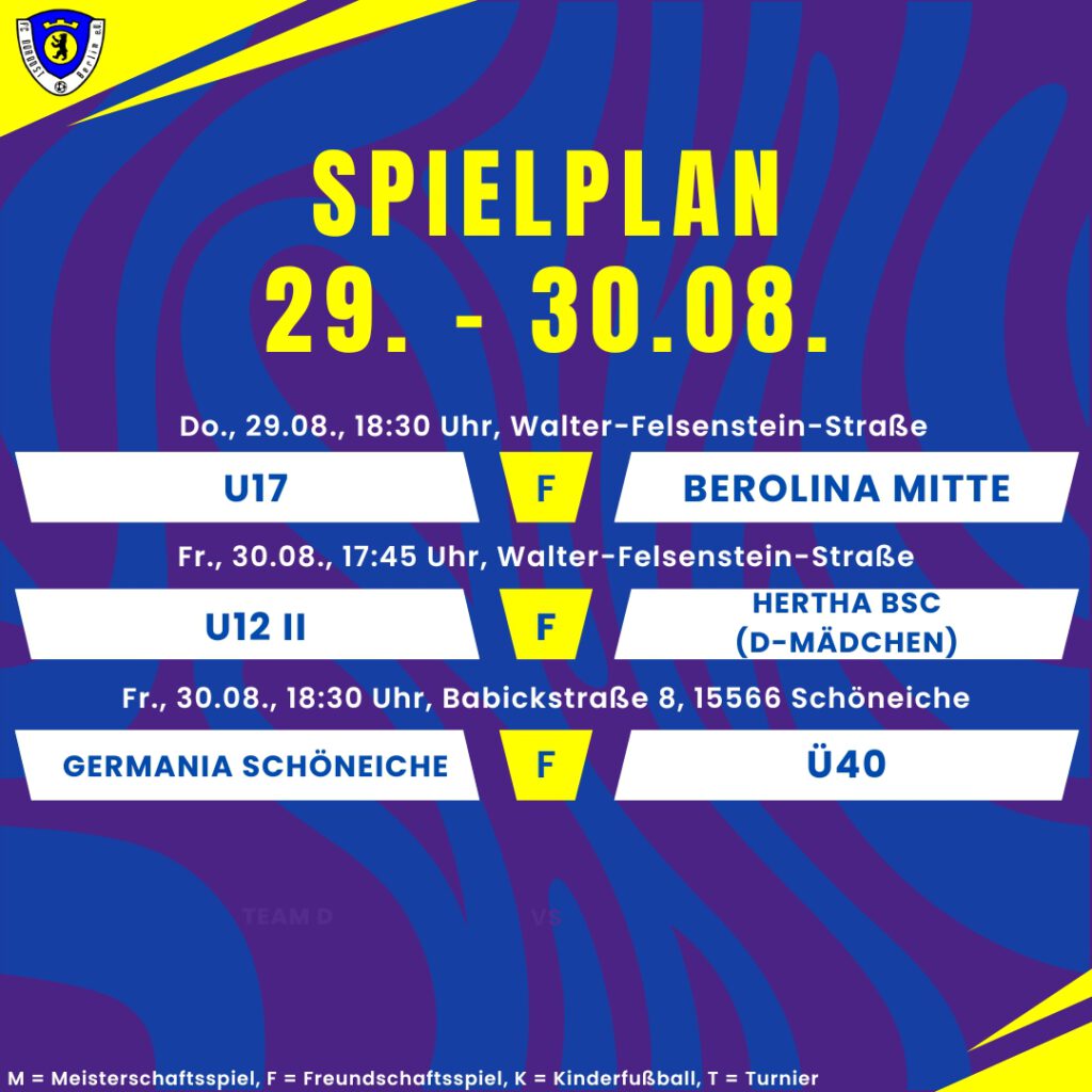 Spielplan 29. - 30.08.24