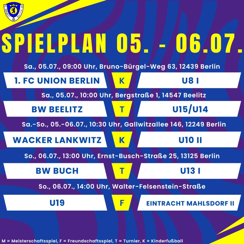 Spielplan 05. - 06.07.25