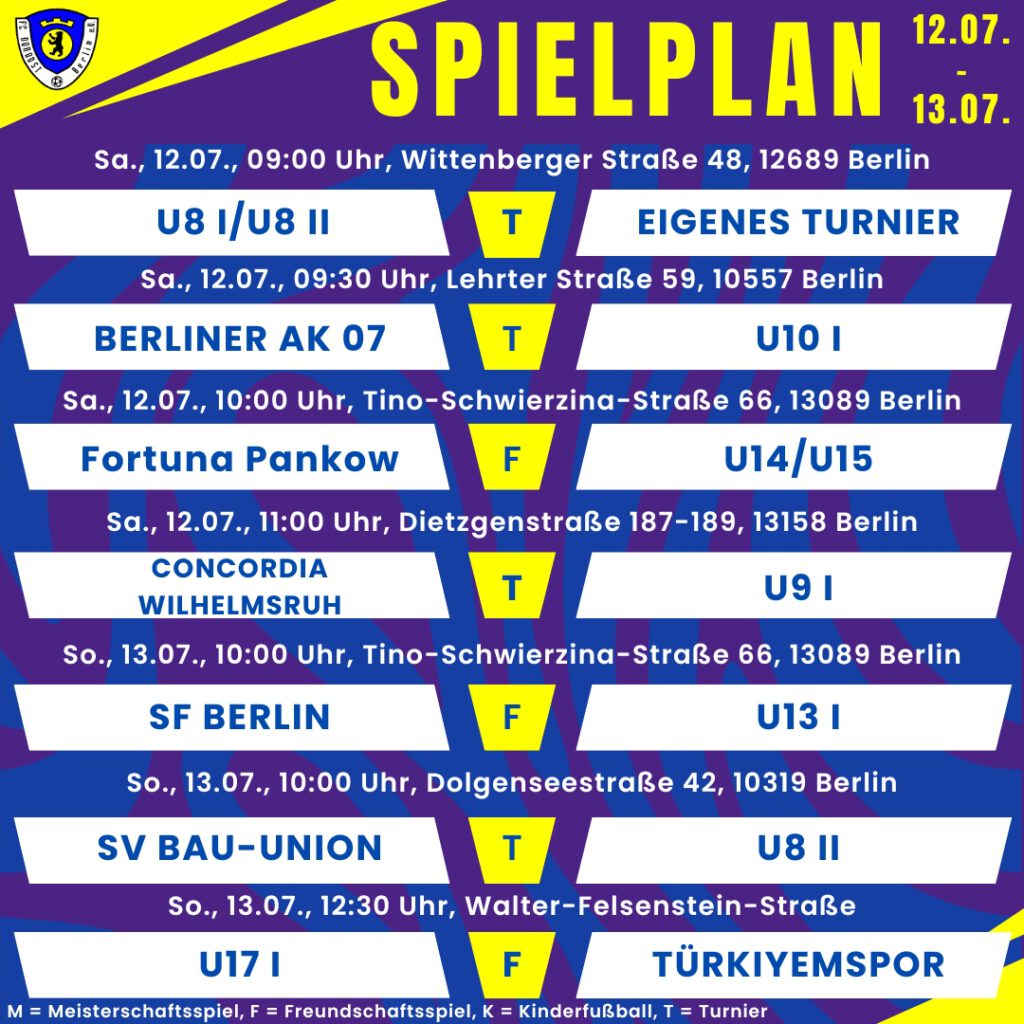 Spielplan 12. - 13.07.25