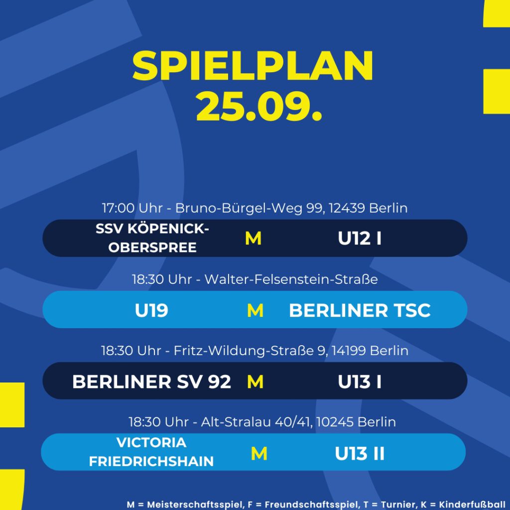 Spielplan 25.09.25