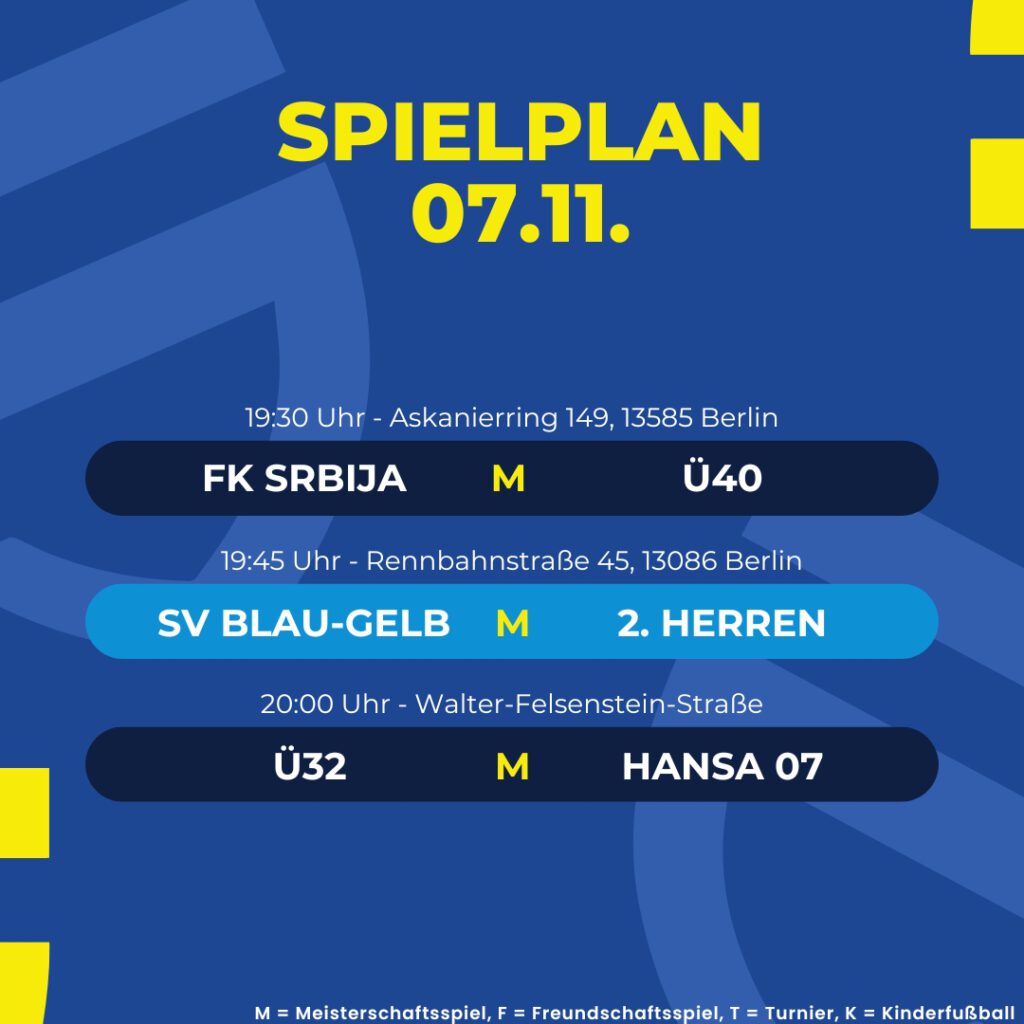 Spielplan 07.11.25