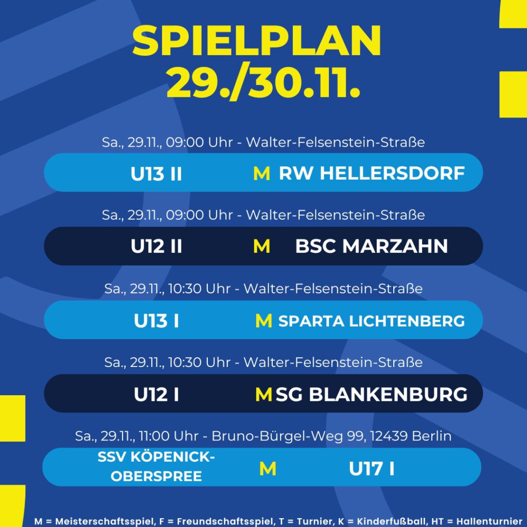 Spielplan 29. - 30.11.25