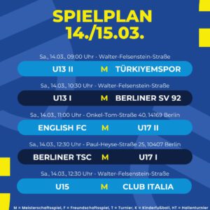 Spielplan 14. - 15.03.26