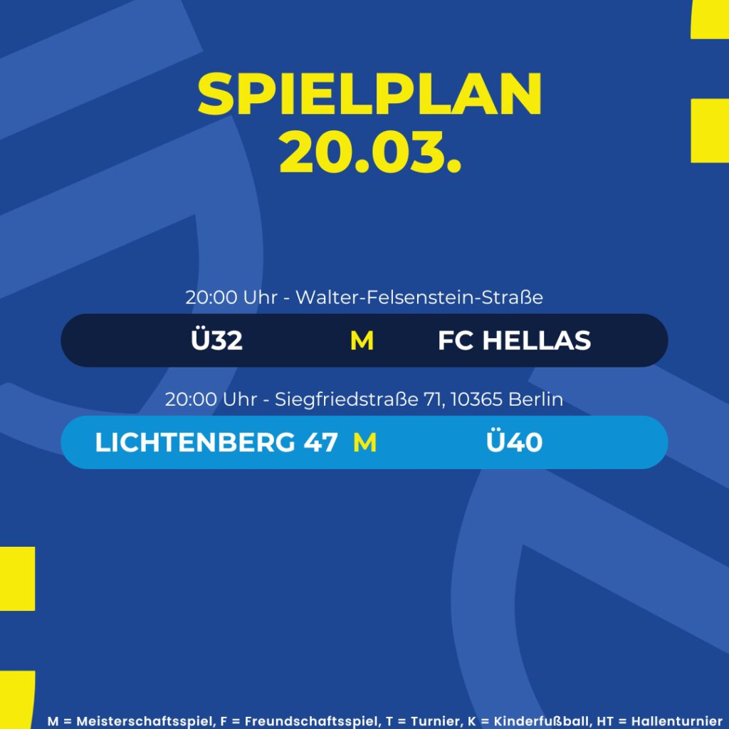 Spielplan 20.03.26