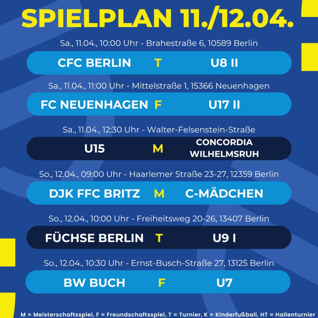 Spielplan 11. - 12.04.26