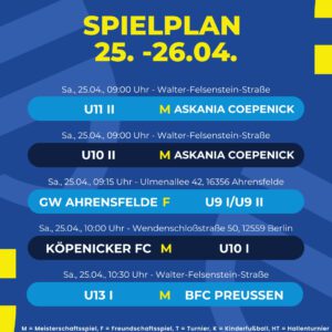 Spielplan 25. - 26.04.26