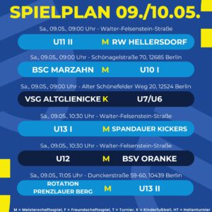 Spielplan 09. - 10.05.26