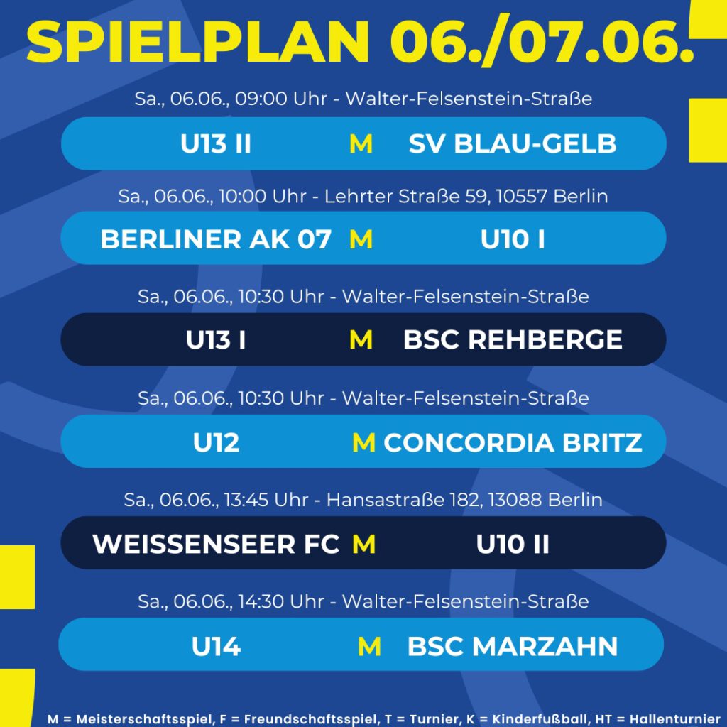 Spielplan 06. - 07.06.26