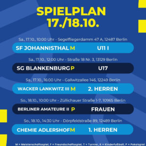 Spielplan 17. - 18.10.26